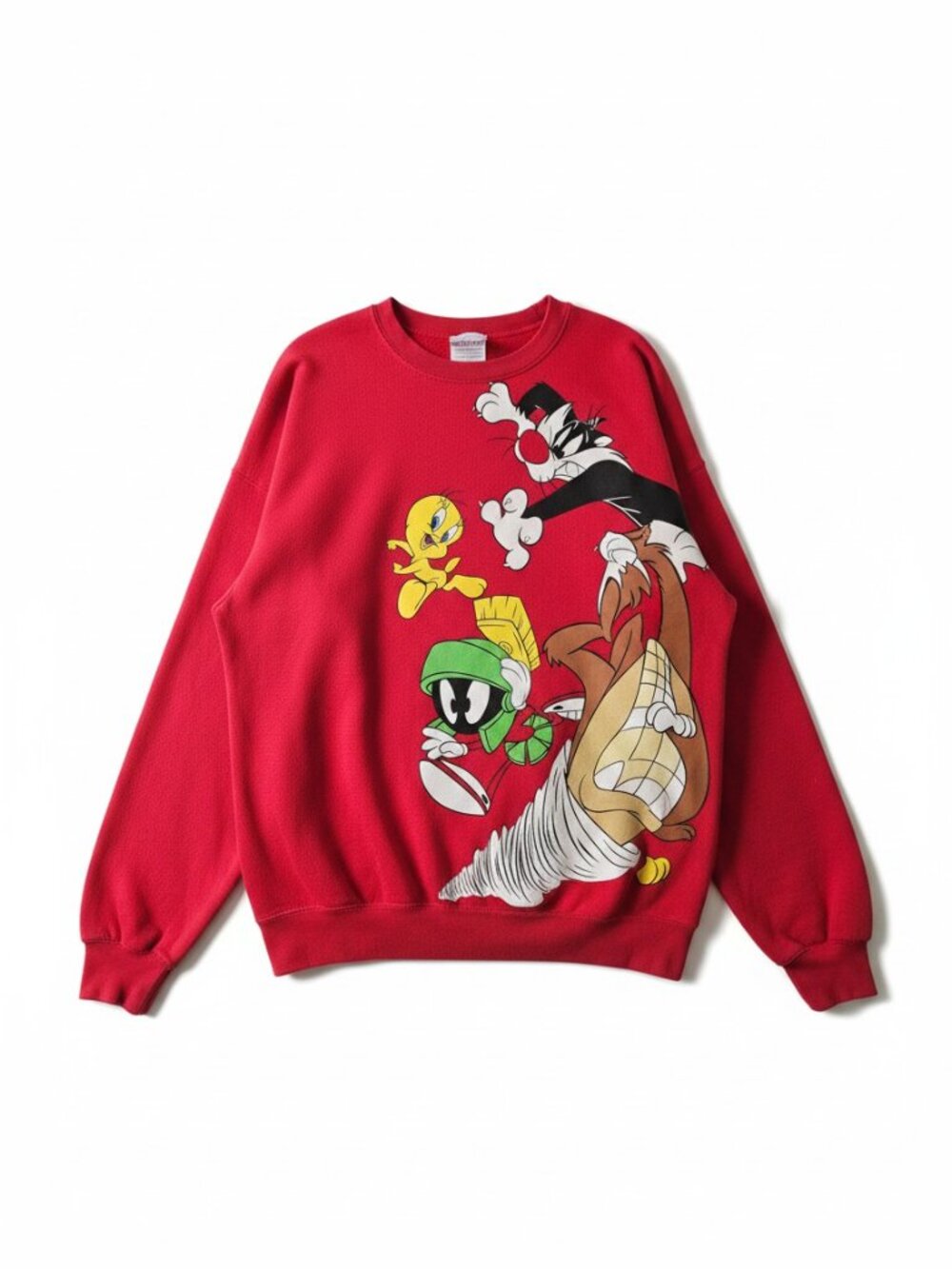 Vintage Looney Tunes Red Graphic Crewneck Sweatshirt XXL 18 Marvin Taz Tweety